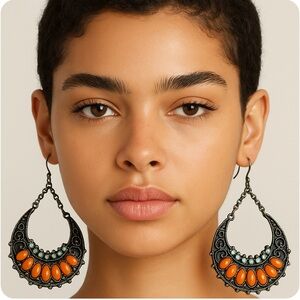 Free People Vintage Orange Bead Earrings